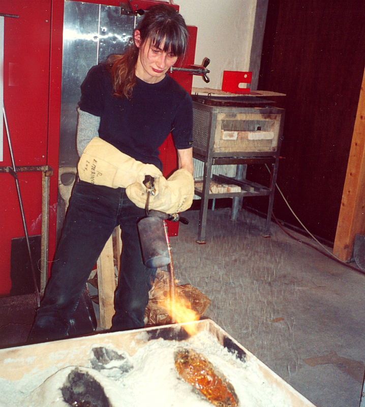 hot glass casting_using a gas flame